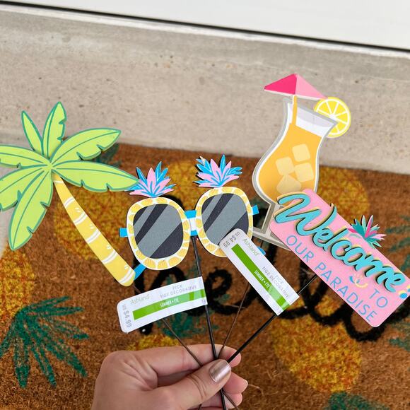 NWT Ashland Set of 4 Summer Themed Pineapple, Tropical Drink Floral Picks - Picture 10 of 10